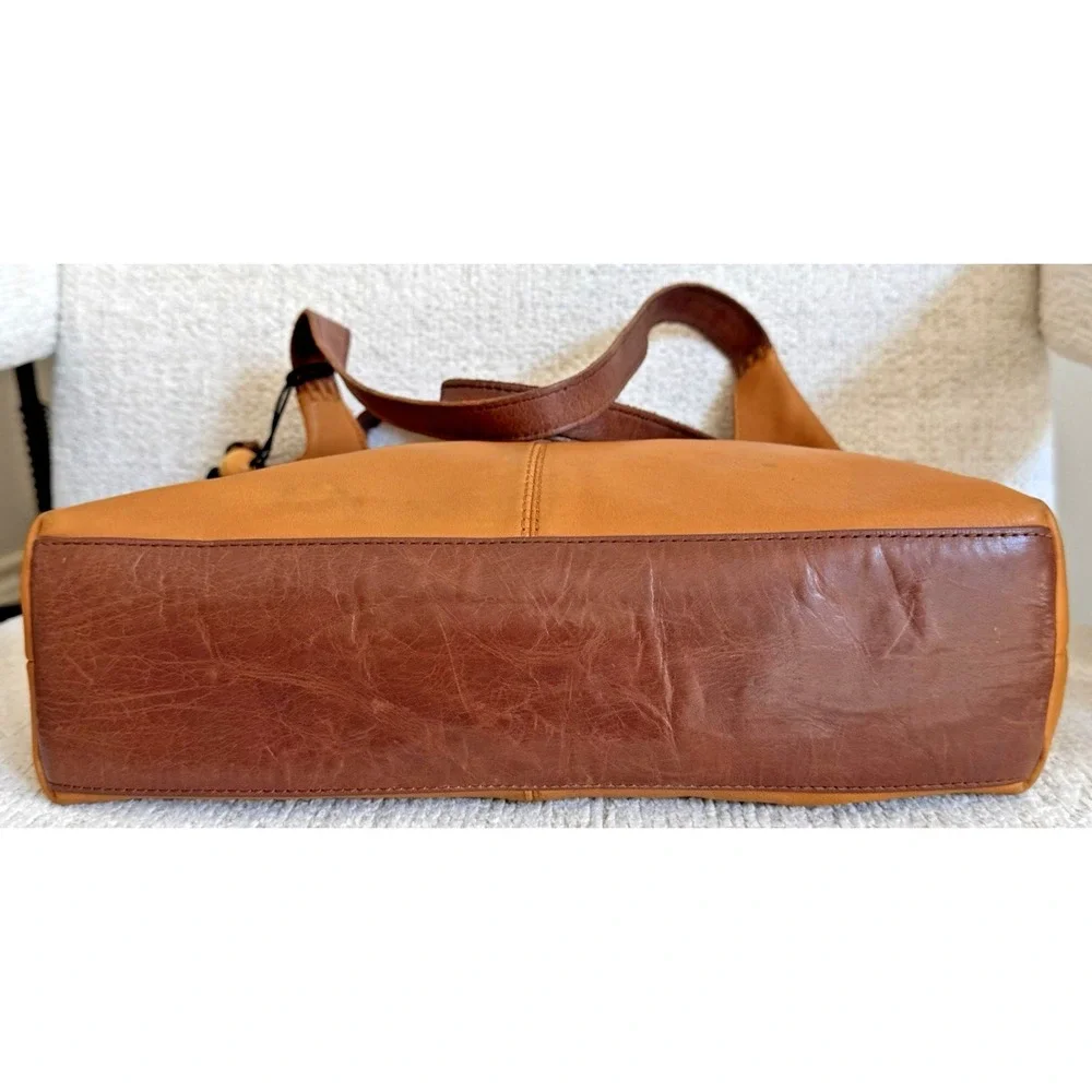 The Sak Women's Huntley‎ Leather Hobo Bag Metro Sling Pebbled Tan with Tassel